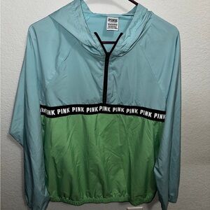 PINK Victoria's Secret Blue and Green Windbreaker colorblock blue green